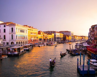 VENICE | ITALY | The Grand Canal | Sunset | Rialto Bridge View | Metal Print | 16x20 | Travel | Street | Photography | Wall Art | Wall Decor