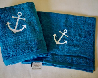 maritime guest towel, bath towel, ANKER, bath towel, beach towel, sauna towel, petrol-white, gift
