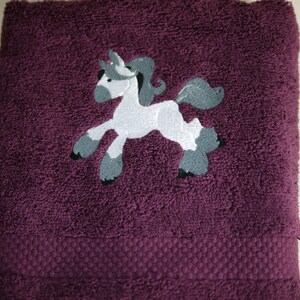 personalized towel, shower towel HORSE berry-colored, embroidery horse, embroidered children's towel with name, gift idea child image 6