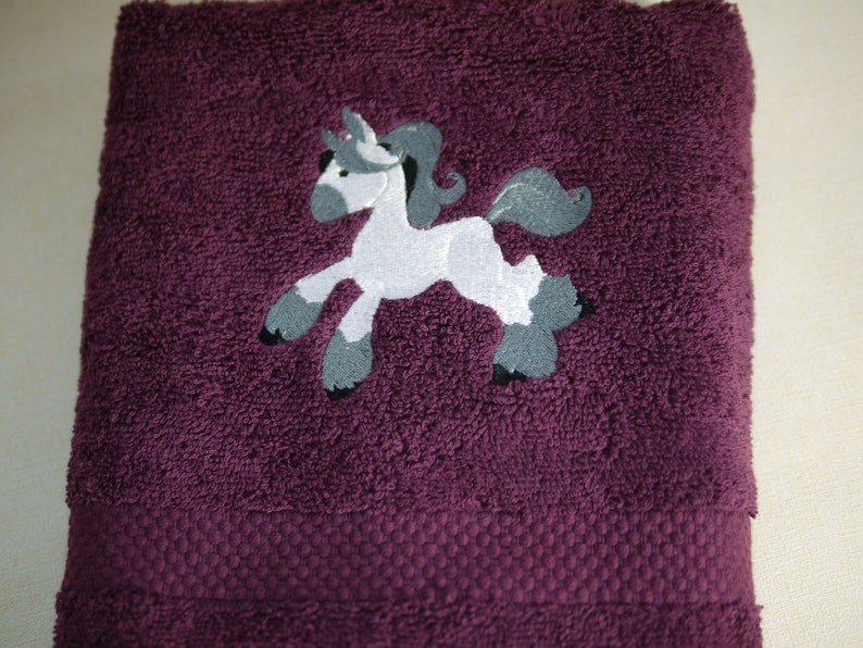 personalized towel, shower towel HORSE berry-colored, embroidery horse, embroidered children's towel with name, gift idea child image 6