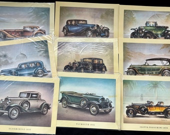 Vintage car art prints, pictures, print cars 1918-1932, ARAL collector's pictures - various motifs, approx. 30 x 37 cm