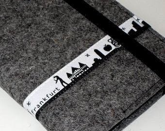 Notebook with book cover wool felt Skyline Frankfurt - 3 sizes, felt cover, felt book cover, diary