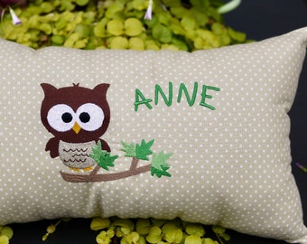 small cuddly pillow OWL personalized