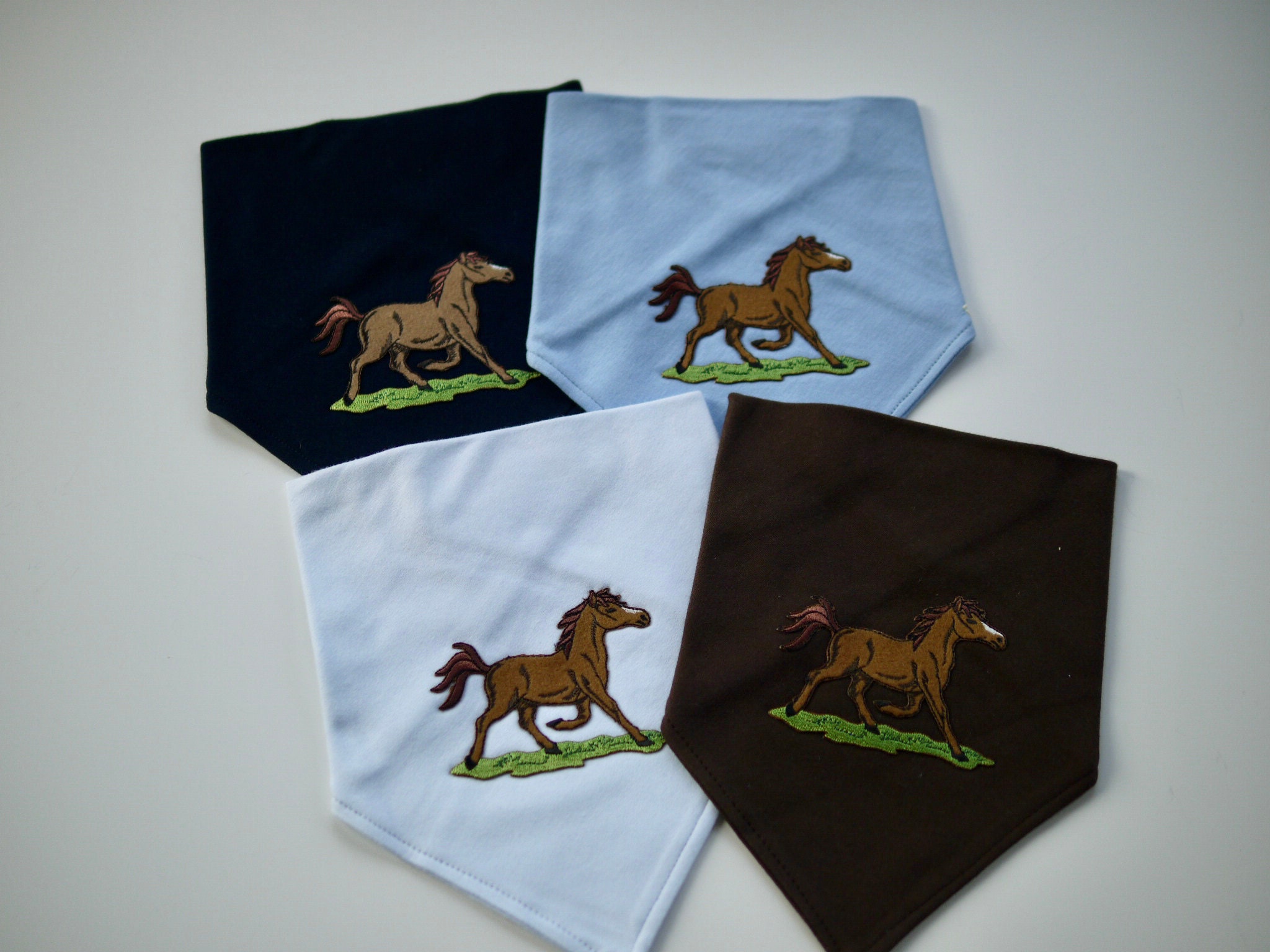 Neckerchief With Name for Children HORSES, Personalized Triangular Scarf  for Children, Cotton, Patch Horse - Etsy