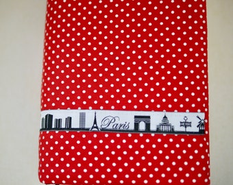 Book cover for paperback/bound book Skyline PARIS, book cover made of fabric, fabric cover Paris, book bag, book bag Paris