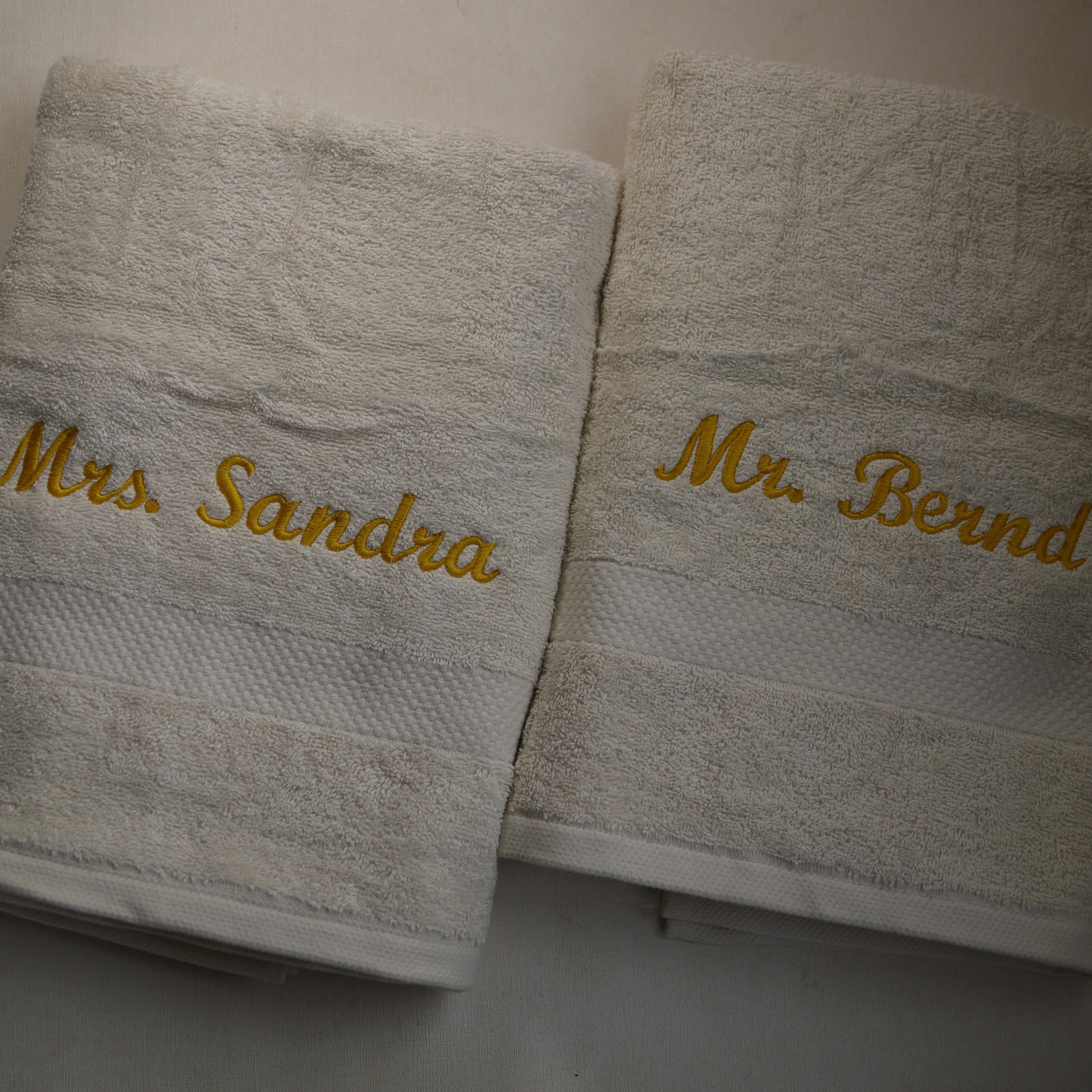 Juego de 2 toallas personalizadas, toallas de ducha para bodas varios  colores toalla de baño, toalla de playa, con nombre, bordado, bordado -   España