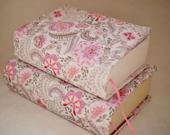 floral book cover for paperbacks/bound books cream-taupe-pink