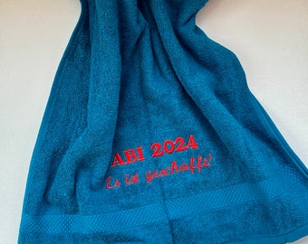 personalisiertes Handtuch ABI 2024, Geschenk zum Abitur, Handtuch, Badetuch, Duschtuch, Strandtuch mit Namen - Verschiedene Farben -