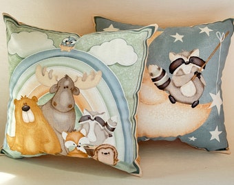 Cuddly pillow, decorative pillow, animal pillow, forest animals, moose, bear, fox, raccoon, gift, reward, souvenir, birthday