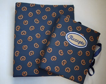 Recipe book A5 and A4, book cover with ring binder BREZN, pretzel, book cover made of fabric, cookbook, recipe book, personalized, gift