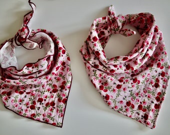 Baby muslin scarf ROSES pink-wine red, baby scarf girls, burp cloth, drool cloth, romantic, cotton