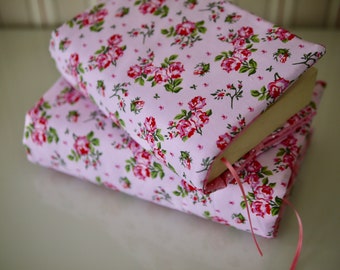 Couverture de livre pour livres de poche, livres à couverture rigide ROSES, couverture de livre en tissu pour livre, sac de livre, couverture en tissu livres motif rose, cadeau