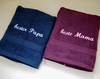 Best Mom or Best Dad: Guest Towel/Hand Towel/Bath Towel - Various Colors, Gift for Mother, Father, Embroidered