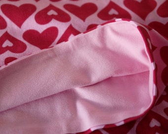 Women's, girls' jersey LOOP, tube scarf hearts pink-pink, neckerchief, scarf, jewelry scarf