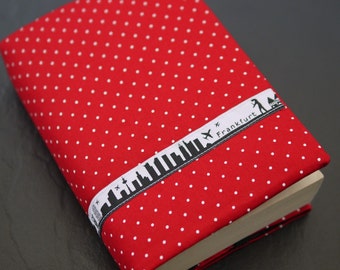 Book cover for paperback or bound book Skyline FRANKFURT, hardcover book, book cover, fabric cover, fabric cover red-white, gift