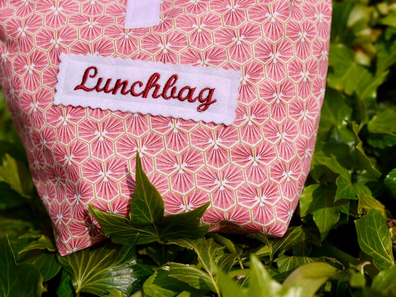 Oilcloth bag, lunch box, lunch bag ornaments rose-mustard yellow, for school, work, university, excursion, snack, snack, breakfast sandwich image 3