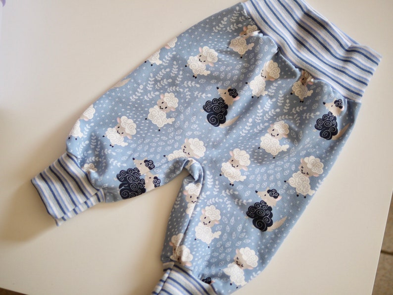 Jersey baby pants for boys size. 80, rompers, play pants, jersey pants size 80, stars sheep, velvet cord, Nicky fabric image 5