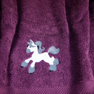 personalized towel, shower towel HORSE berry-colored, embroidery horse, embroidered children's towel with name, gift idea child image 7