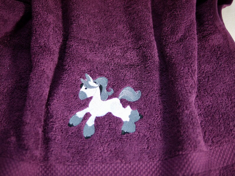 personalized towel, shower towel HORSE berry-colored, embroidery horse, embroidered children's towel with name, gift idea child image 7