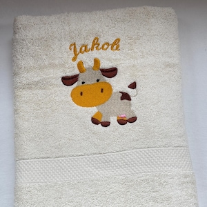 Children&#39;s towel cow with name &quot;Miss Muh&quot;, towel cow, bath towel, embroidered children&#39;s towel with name, gift idea child, baby gift