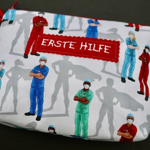 small bag travel first aid kit or cosmetic bag FIRST AID, medicine bag, pill bag, playground pharmacy