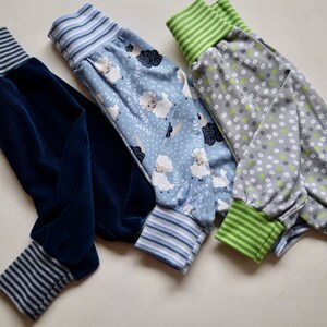 Jersey baby pants for boys size. 80, rompers, play pants, jersey pants size 80, stars sheep, velvet cord, Nicky fabric image 2