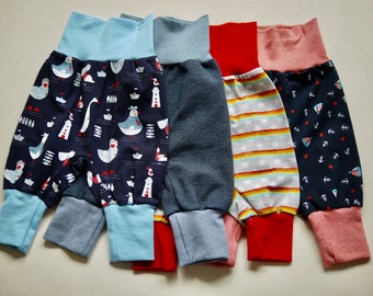 Sarouel jersey pour bébé Gr. 62/68, motifs divers, vêtement enfant garçon, pantalon jersey, pantalon barboteuse, pantalon bébé, cadeau de naissance