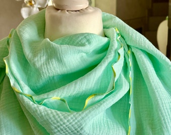 Écharpe triangulaire en mousseline pour femme et enfant MENTHE, écharpe en mousseline, double gaze, écharpe, étole, écharpe d'épaule, écharpe en coton femme, cadeau