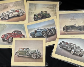 Vintage car art prints, pictures, print cars 1933-1938, ARAL collector's pictures - various motifs, approx. 30 x 37 cm