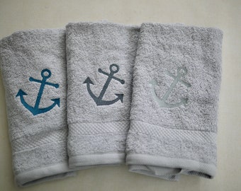 maritime guest towel, shower towel ANKER, light gray, hand towel, guest towel, bath towel, beach towel