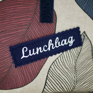 Lunch bag LEAVES with patches or personalized, lunch box, oilcloth bag for lunch, snack, snack, breakfast, wet bag image 2