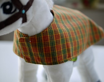 Checked horse blanket for stuffed animal horse in 3 sizes, outdoor blanket, blanket for plush horse, protective blanket