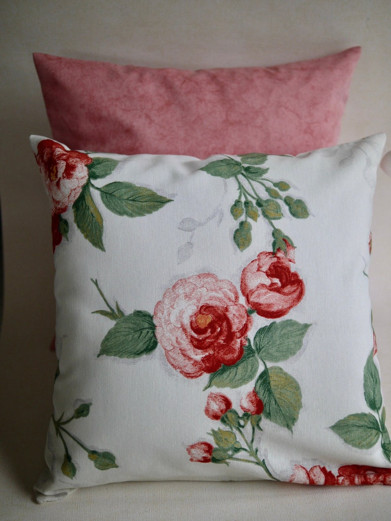 40 x 40 cm cushion cover ROSES or plain rosé, rose cushion, cushion combination, decorative cushion floral, cushion roses image 1