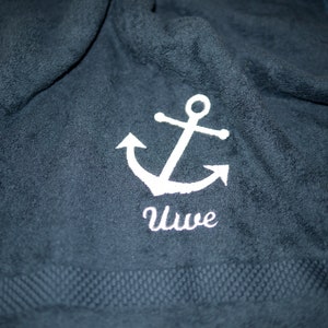 maritime towel/bath towel/guest towel ANCHOR personalized, dark grey, anthracite, embroidered with name, embroidery, anchor embroidery image 5