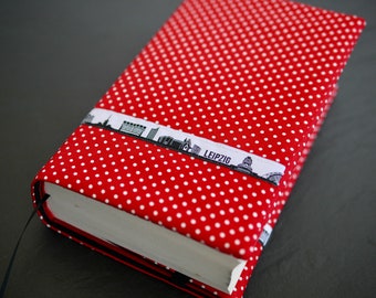 Book cover Skyline Leipzig for paperback or hardback book, book cover made of fabric, fabric cover, book bag, book gift