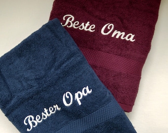 Best Grandma or Best Grandpa: Guest Towel/Hand Towel/Bath Towel - Various Colors, Gift Grandmother, Grandfather, Embroidered, Embroidery