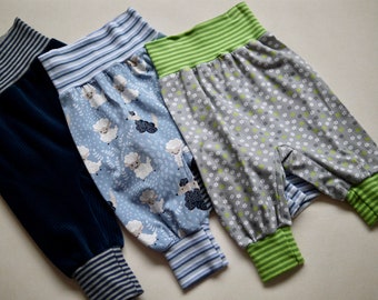 Jersey baby pants for boys size. 80, rompers, play pants, jersey pants size 80, stars sheep, velvet cord, Nicky fabric