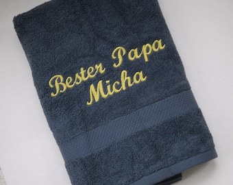 Beste Mama o. Bester Papa mit Namen: Gästetuch/Handtuch/Duschtuch - Verschiedene Farben, Geschenk Mutter, Vater, bestickt