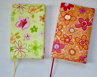 Address book, address register, telephone register, address register with book cover, book cover made of fabric, floral, 2 models