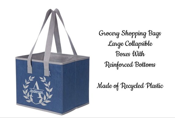 customized reusable grocery shopping bags large collapsible etsy