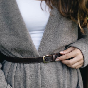 Leather belt women, chocolate brown, brown leather waist belt, ladies belt, genuine leather, gift for her