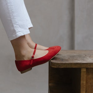 Red suede flats on sale