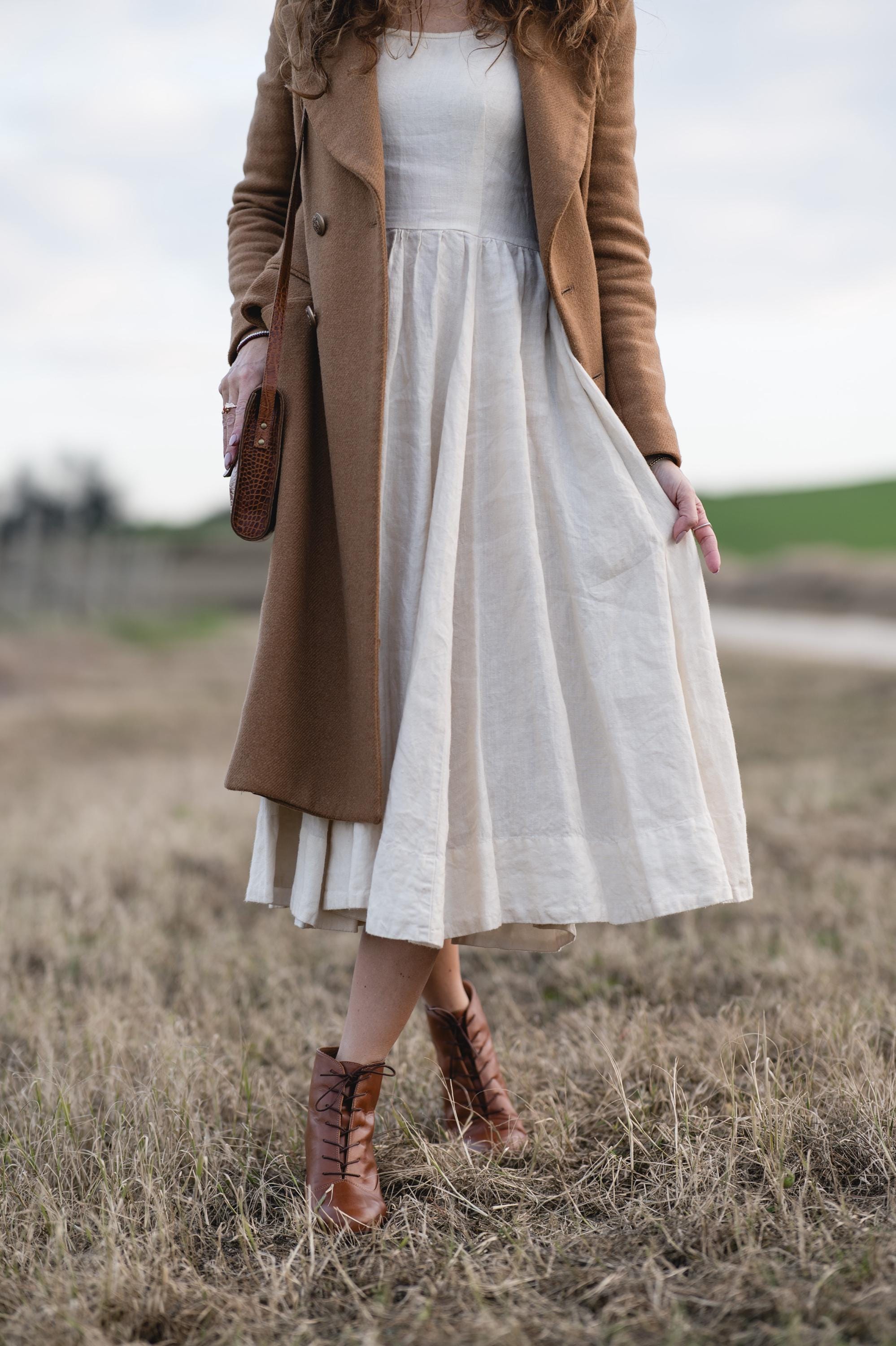dress brown booties Cognac Leather High Heel Booties: Handmade Lace-up Shoes catching western Featured ASOS burnt orange maxi Size:11 - 12