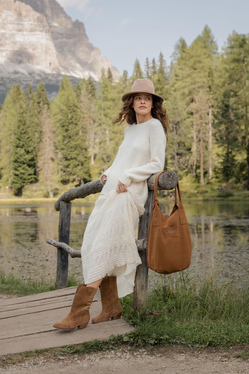 Cowboystiefel für Damen – Leder Westernstiefel im Boho Stil, klassisch braun Bild 8