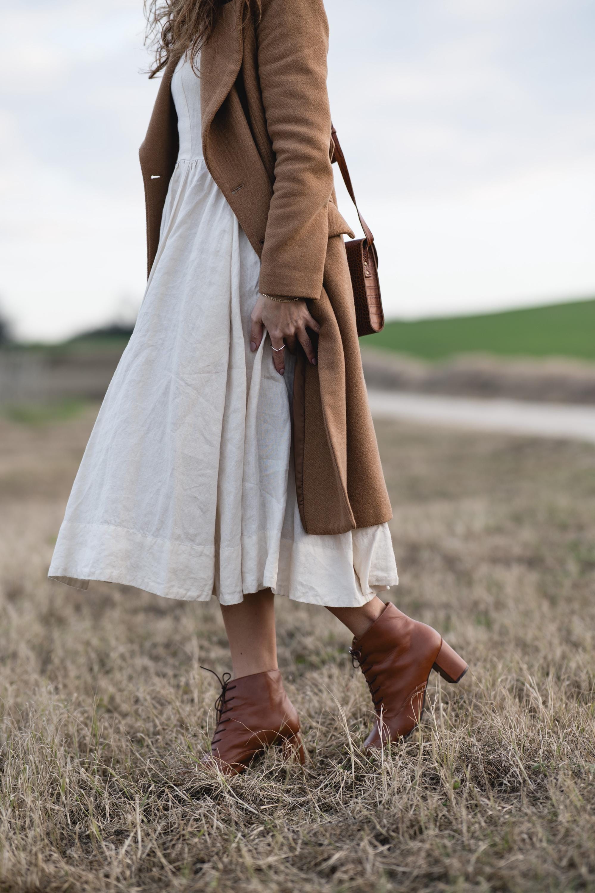 Retro Style Cognac Brown Genuine Leather, High Heel Booties Retro Style Cognac Brown Genuine Leather, High Heel Booties