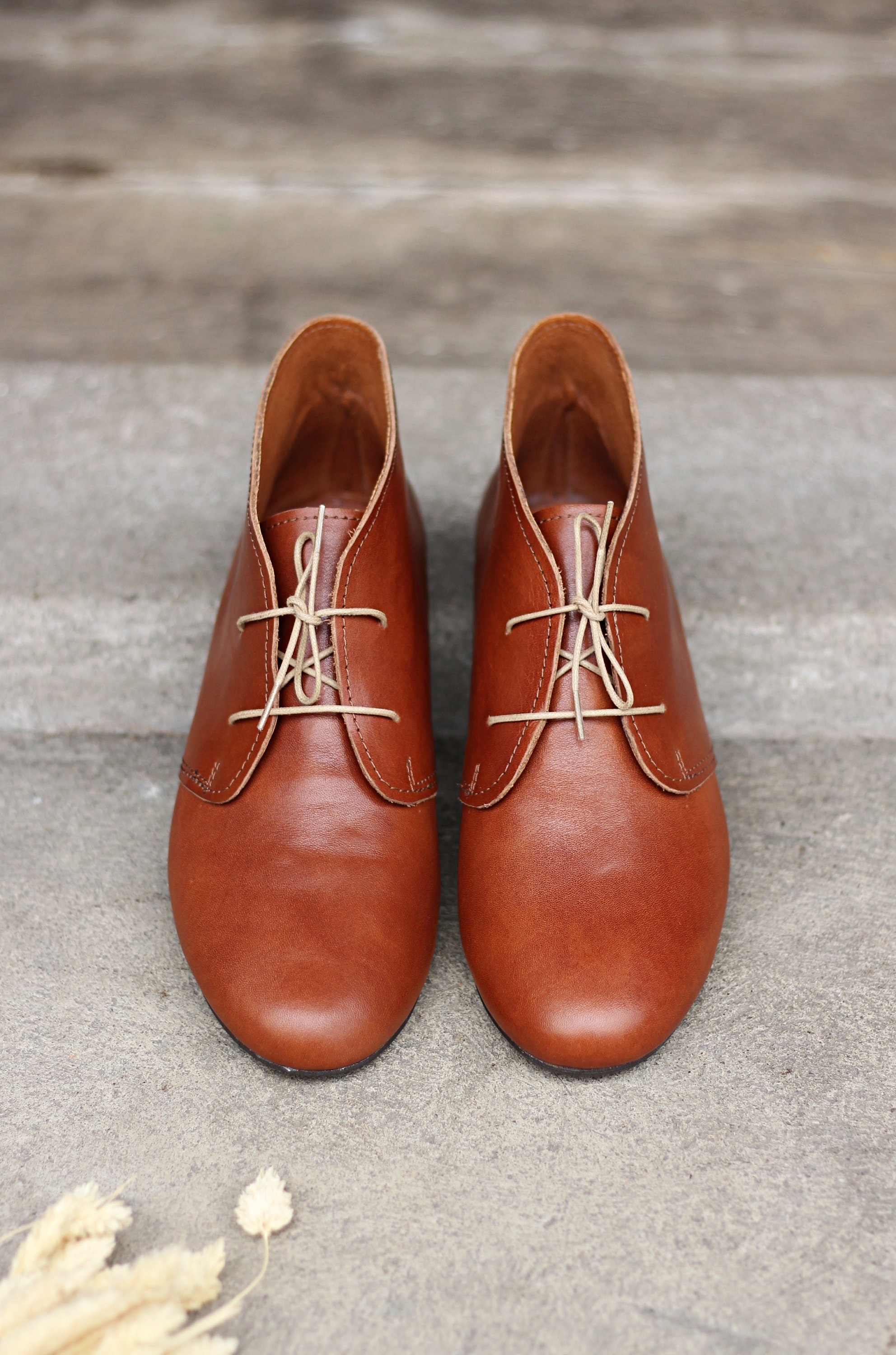 cognac leather booties womens