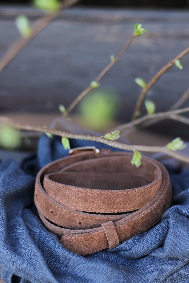 Leather belt women, cigaro brown, brown velvet leather waist belt, ladies belt, genuine leather, gift for her image 2