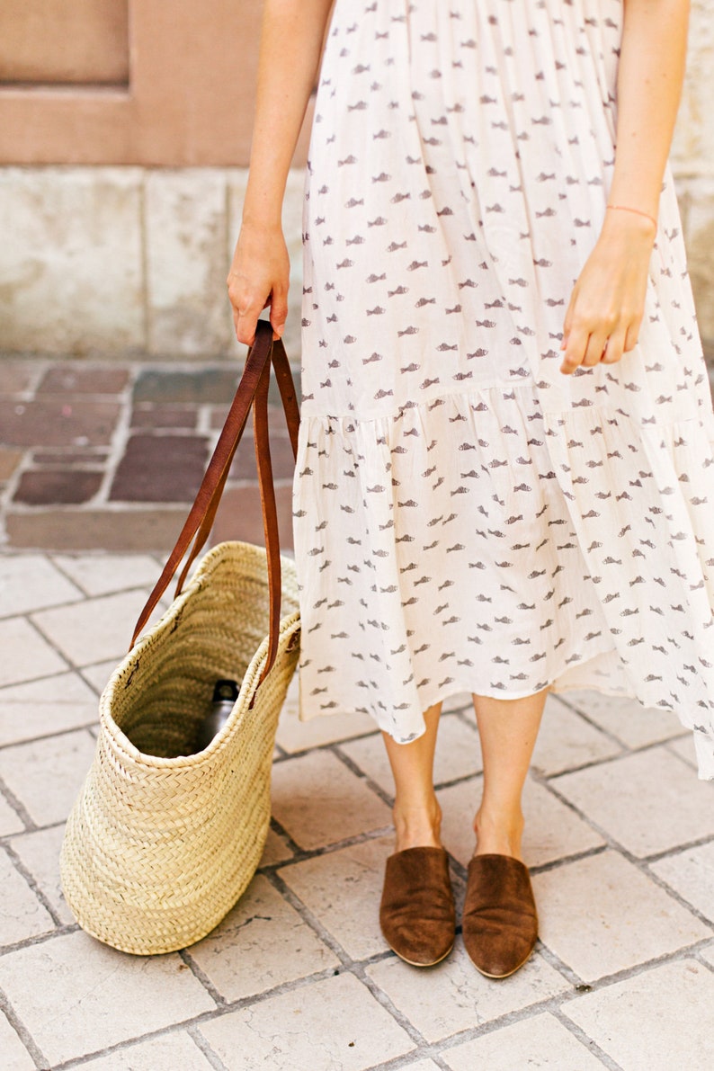 Classic retro beige velvet leather Mules, gift for her, boho style shoes, nature lover image 4