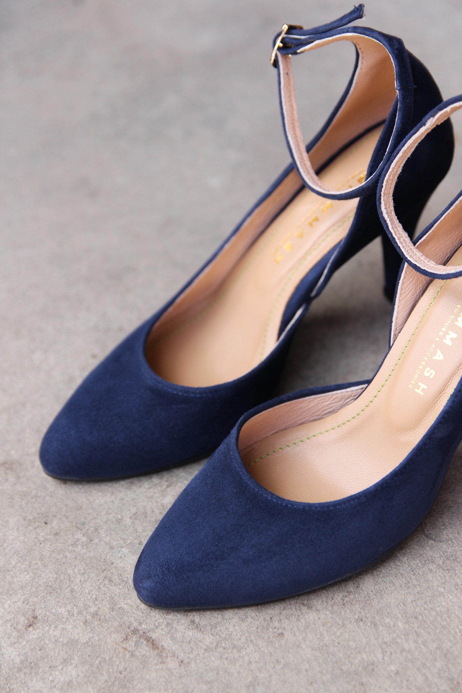 navy blue suede heels