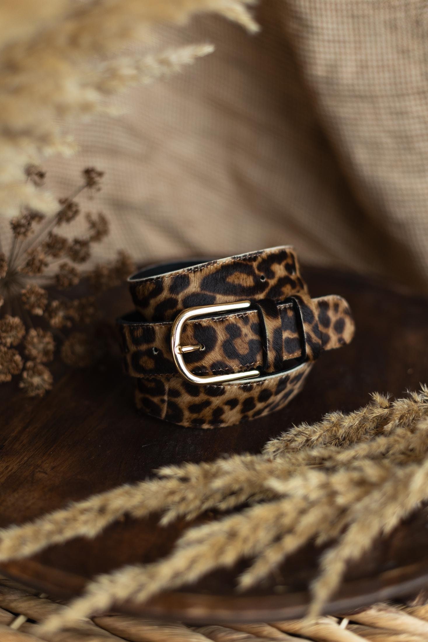 Oscar De La Renta Calf Hair Leopard Print Belt with Gold Buckle Michael Kors Karli Calf Hair Belt | Neiman Marcus main image 2